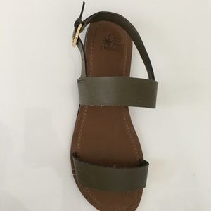 Military Green Flat Sandals